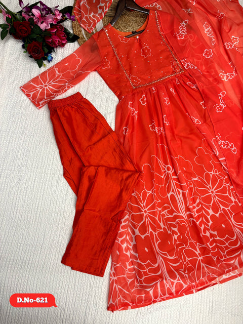 Beutiful  Georgette Embroidery  Top Bottom With Dupatta