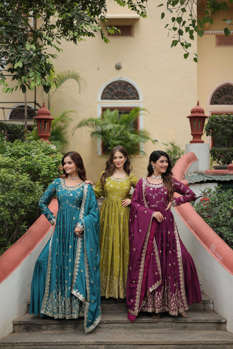 PREMIUM DESIGNER READYMADE TOP-SHARARA-DUPATTA