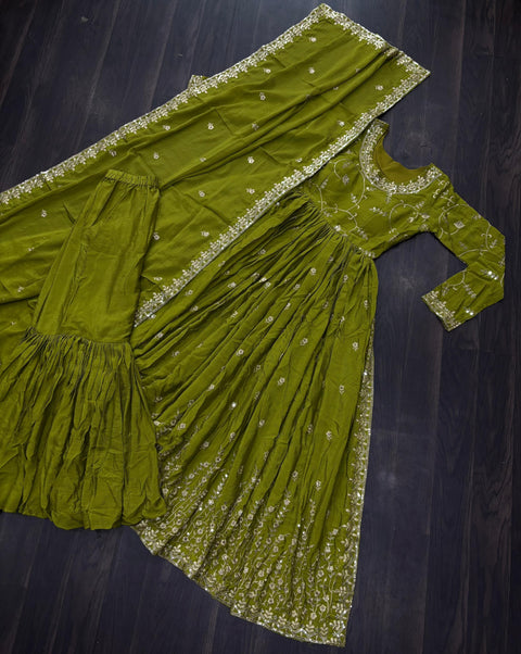 PREMIUM DESIGNER READYMADE TOP-SHARARA-DUPATTA