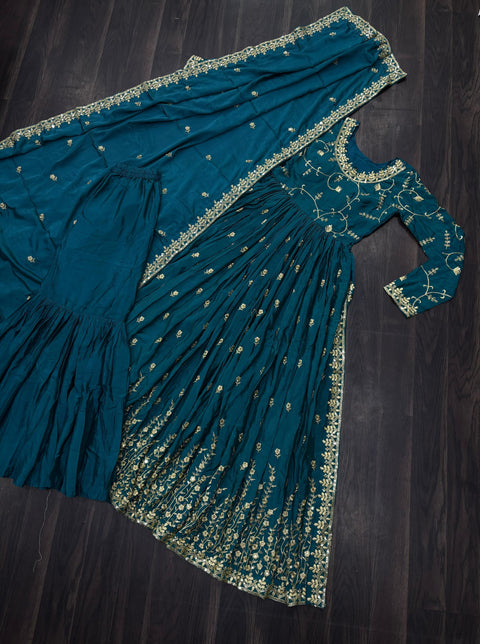 PREMIUM DESIGNER READYMADE TOP-SHARARA-DUPATTA