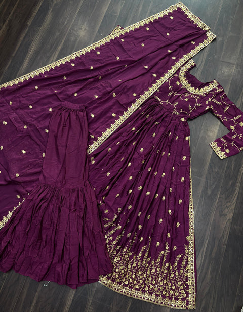 PREMIUM DESIGNER READYMADE TOP-SHARARA-DUPATTA