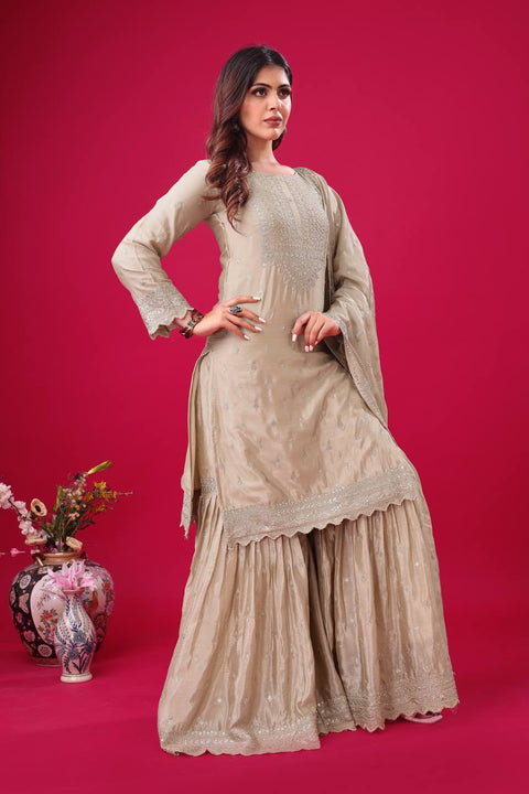 New Designer Party Wear Look Fancy Top-Sharara and  Dupatta