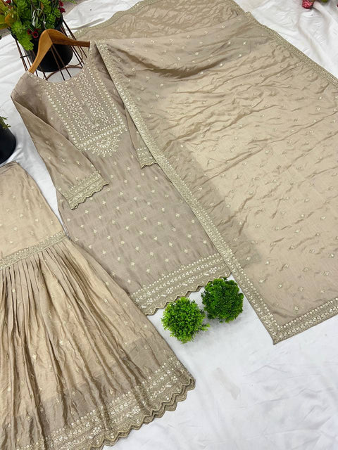 New Designer Party Wear Look Fancy Top-Sharara and  Dupatta