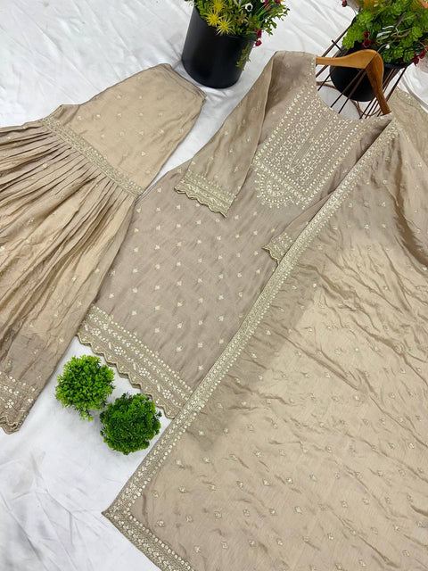 New Designer Party Wear Look Fancy Top-Sharara and  Dupatta