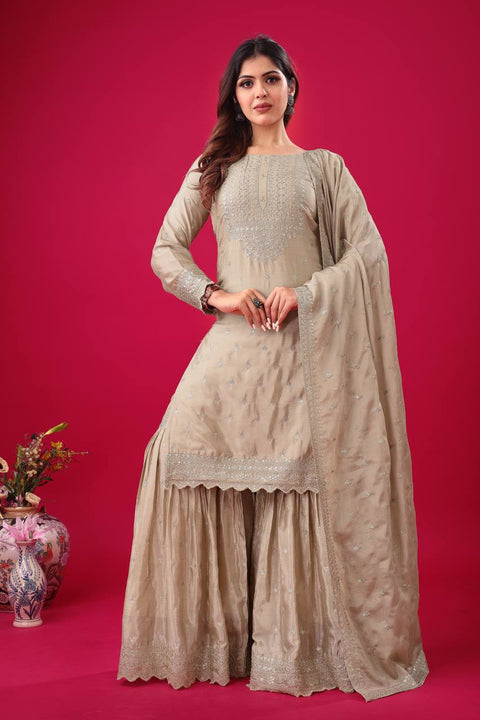 New Designer Party Wear Look Fancy Top-Sharara and  Dupatta