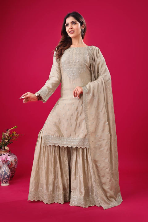New Designer Party Wear Look Fancy Top-Sharara and  Dupatta