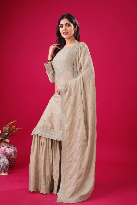 New Designer Party Wear Look Fancy Top-Sharara and  Dupatta