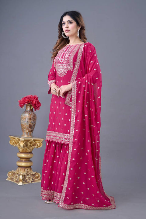 New Designer Party Wear Look Fancy Top-Sharara and  Dupatta