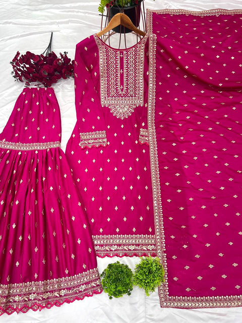 New Designer Party Wear Look Fancy Top-Sharara and  Dupatta
