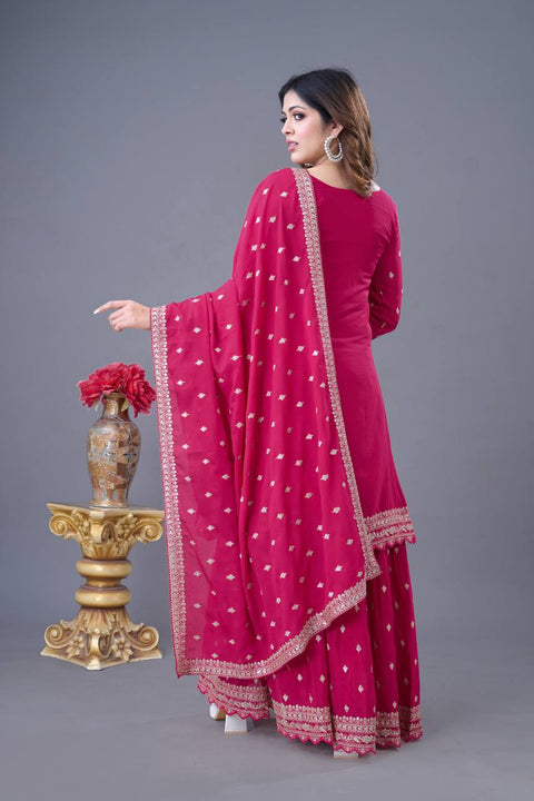 New Designer Party Wear Look Fancy Top-Sharara and  Dupatta