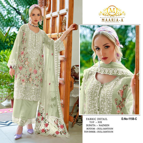 Heavy  Fox Georgette  Embroidery Work Pakistani Designer Pant Suits