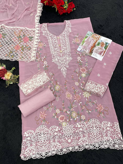 Heavy  Fox Georgette  Embroidery Work Pakistani Designer Pant Suits