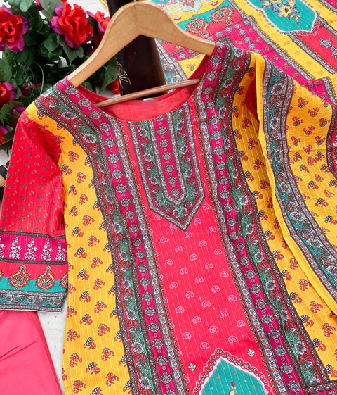 women Printed&Embroidered Kurta and Pant set with Dupatta