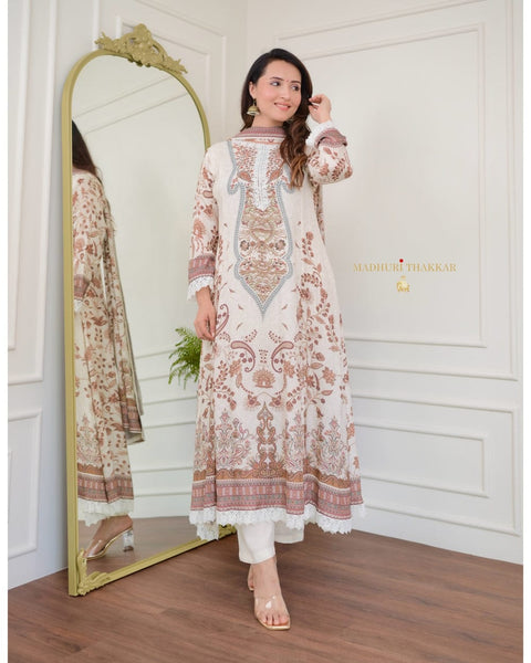 women Printed&Embroidered Kurta and Pant set with Dupatta