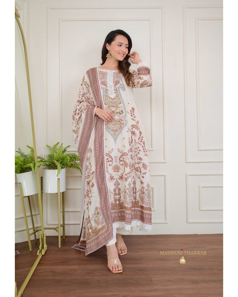 women Printed&Embroidered Kurta and Pant set with Dupatta