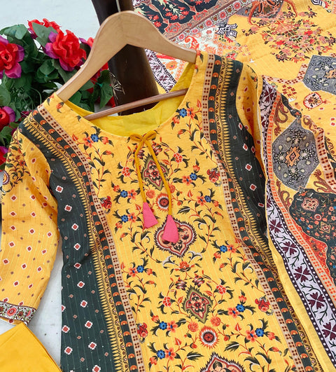 women Printed&Embroidered Kurta and Pant set with Dupatta