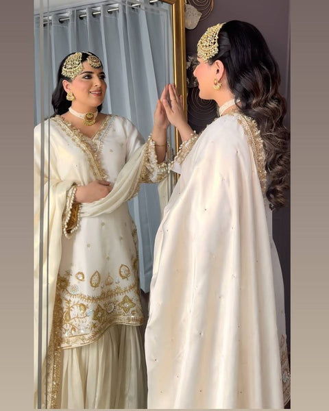 SPECIAL DESIGNER   TOP WITH SEQUANCE EMBROIDERY WORK WITH SARARA AND DUPATTA