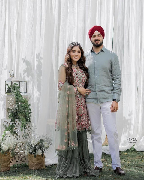 DESIGNER WEDDING PARTY WEAR KURTA SHARARA SUIT WITH DUPATTA