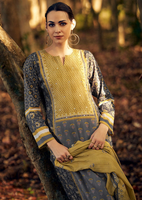 Designer Printed pure jamm cotton Kurta With Pant And Dupatta