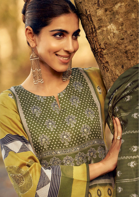 Designer Printed pure jamm cotton Kurta With Pant And Dupatta