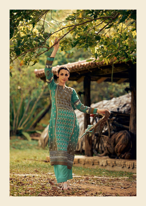 Designer Printed pure jamm cotton Kurta With Pant And Dupatta