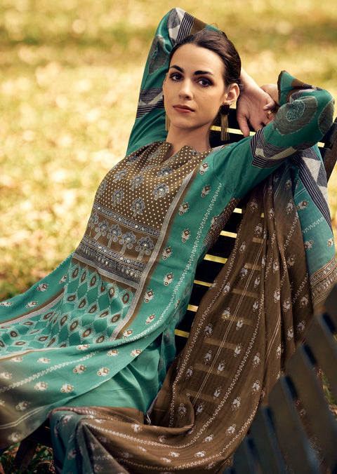 Designer Printed pure jamm cotton Kurta With Pant And Dupatta