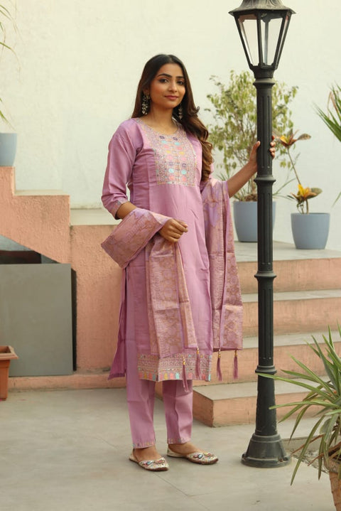 women Heavy Roman Silk fabric  straight kurta trousers with dupatta
