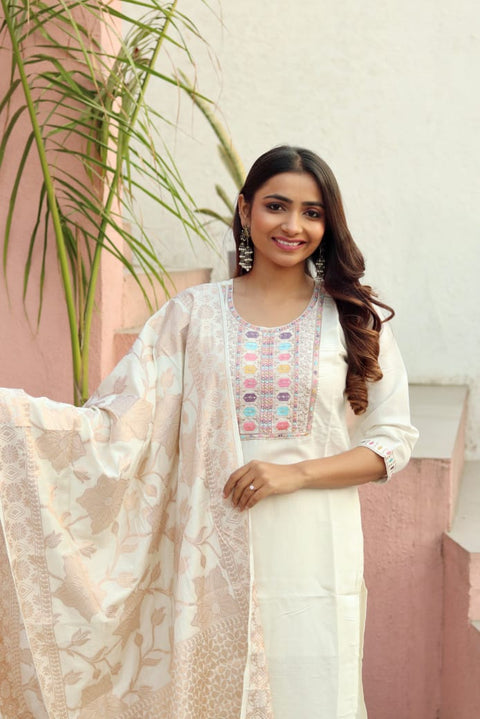 women Heavy Roman Silk fabric  straight kurta trousers with dupatta