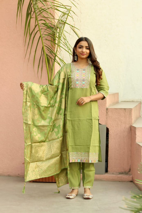 women Heavy Roman Silk fabric  straight kurta trousers with dupatta