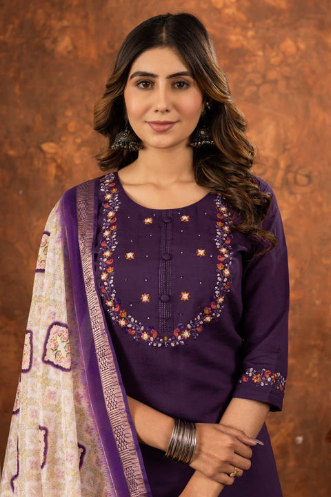 Stylum Women Marina Silk  Kurta Pant Dupatta Set