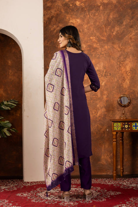 Stylum Women Marina Silk  Kurta Pant Dupatta Set