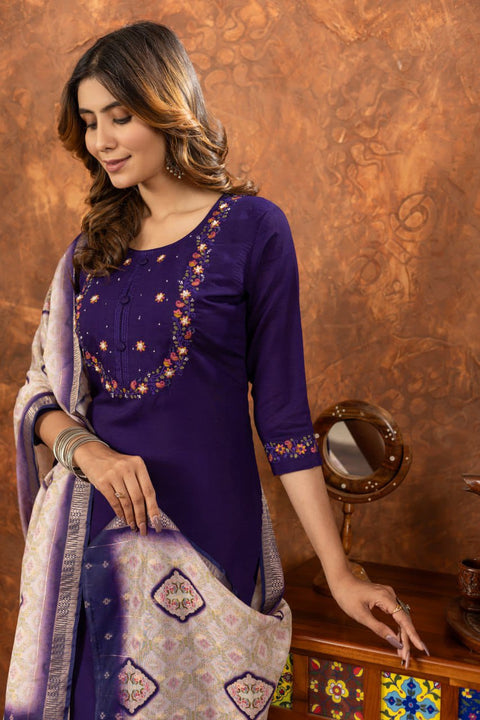 Stylum Women Marina Silk  Kurta Pant Dupatta Set