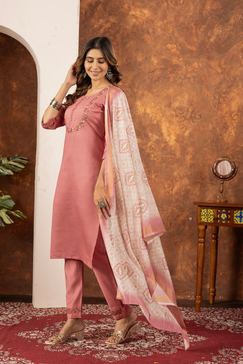 Stylum Women Marina Silk  Kurta Pant Dupatta Set