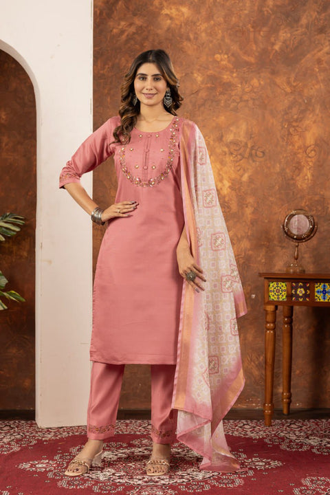 Stylum Women Marina Silk  Kurta Pant Dupatta Set