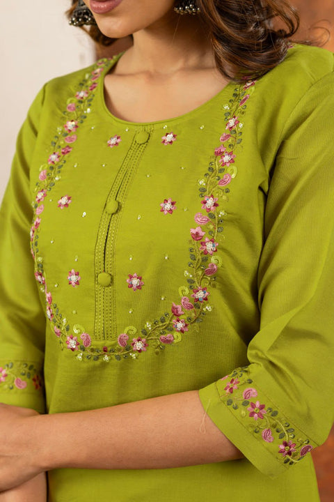Stylum Women Marina Silk  Kurta Pant Dupatta Set