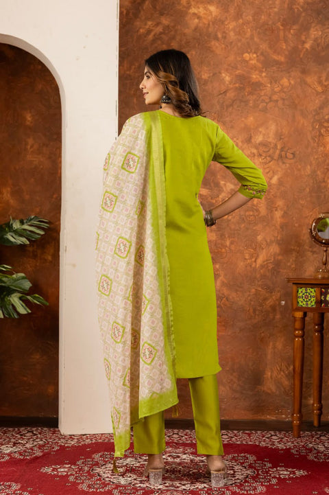 Stylum Women Marina Silk  Kurta Pant Dupatta Set