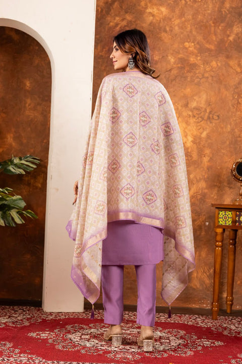 Stylum Women Marina Silk  Kurta Pant Dupatta Set