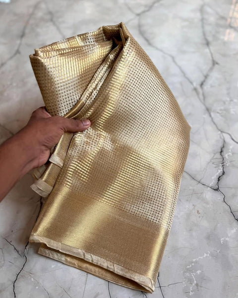 Traditional Nayanthara inspired tissue silk saree