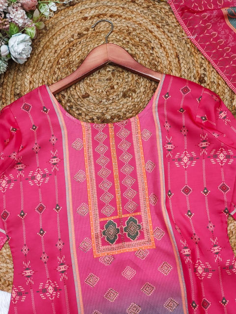 Embroidered Beautiful Heavy Work Kurti, Pant and Dupatta suit.