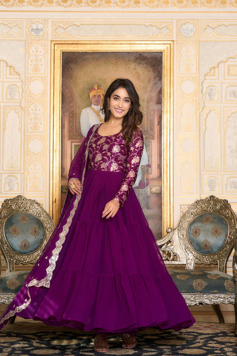 New Beautiful Fox Georgette Morni Gown with dupatta
