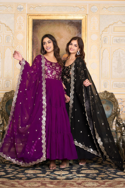 New Beautiful Fox Georgette Morni Gown with dupatta