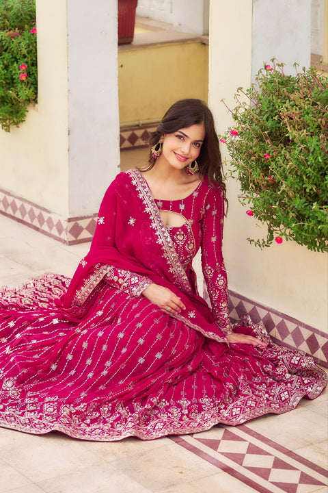 Georgette Ready To Wear Pink Lehenga Choli