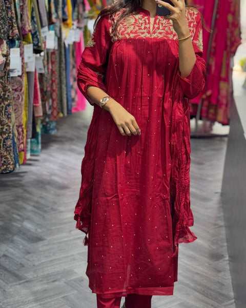 cotton kurta with straight pant and dupatta