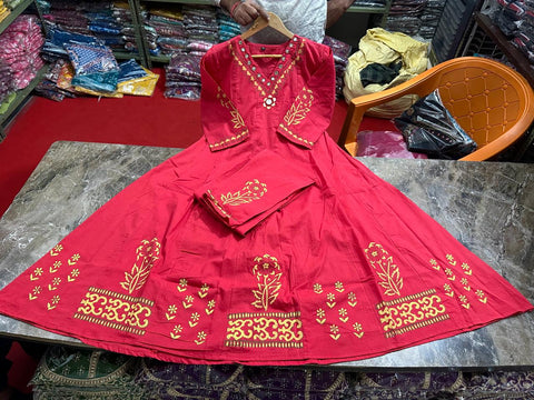 Woman Embroidered Anarkali Sanganeri Gown