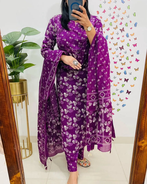 women Skylee Kurta Pant and Dupatta Set
