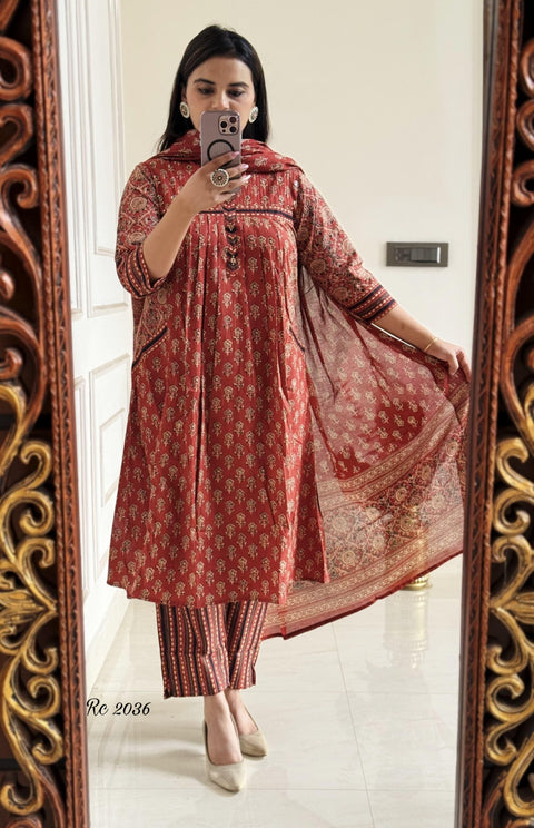 beautiful heavy suit mill print cotton kurati pents and full duptta