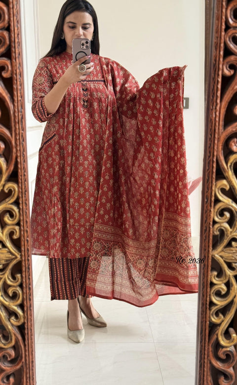 beautiful heavy suit mill print cotton kurati pents and full duptta