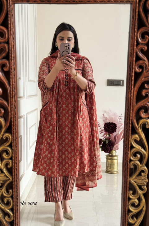 beautiful heavy suit mill print cotton kurati pents and full duptta
