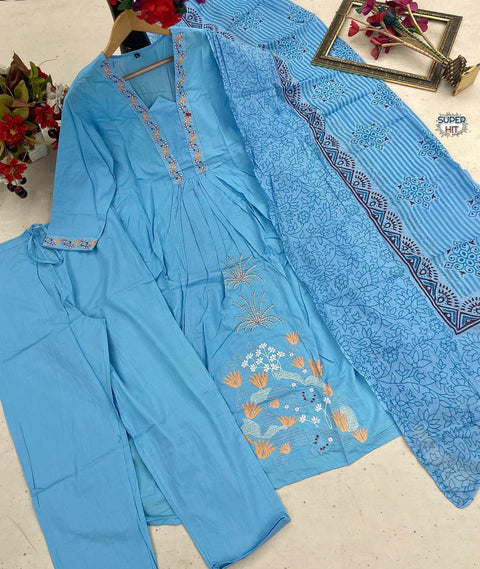 Rayon beautiful foil print straight kurta and pant with dupatta