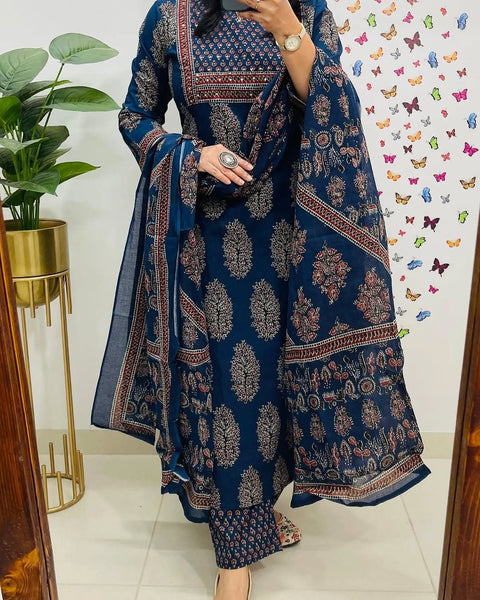 Designer Farida Gupta Pattern Cotton Suit